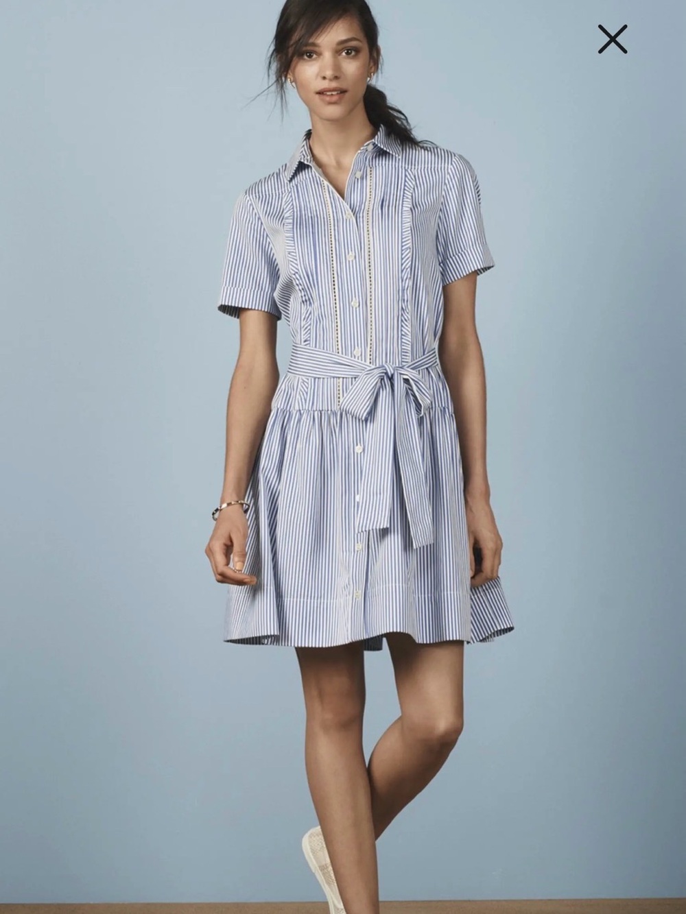 kate spade Blue and White Striped Shirt Dress with Tie Waist